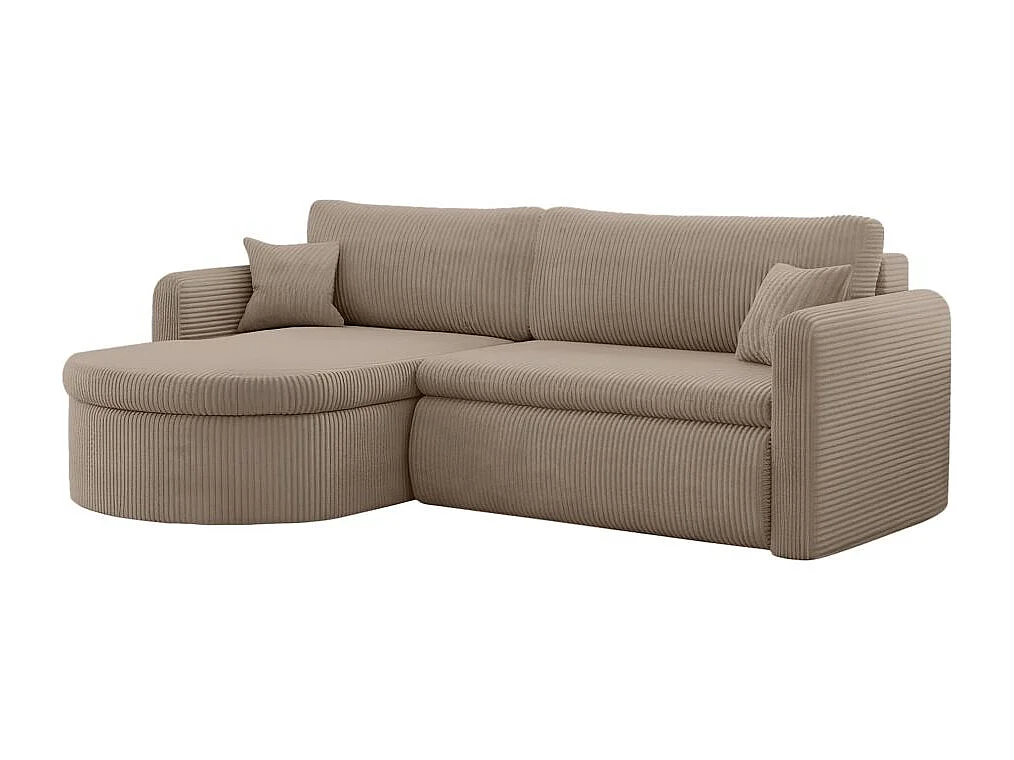 Canapé d'angle reversible convertible 4 places VERA en velours cotelé - Taupe