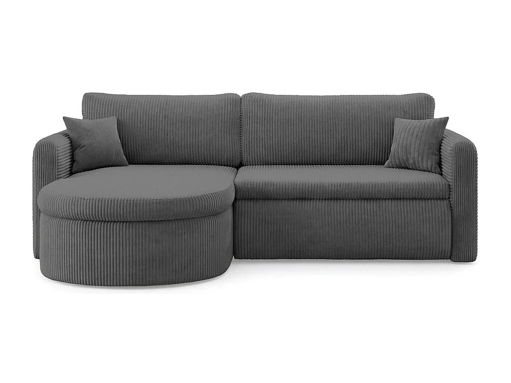 Canapé d'angle reversible convertible 4 places VERA en velours cotelé - Gris