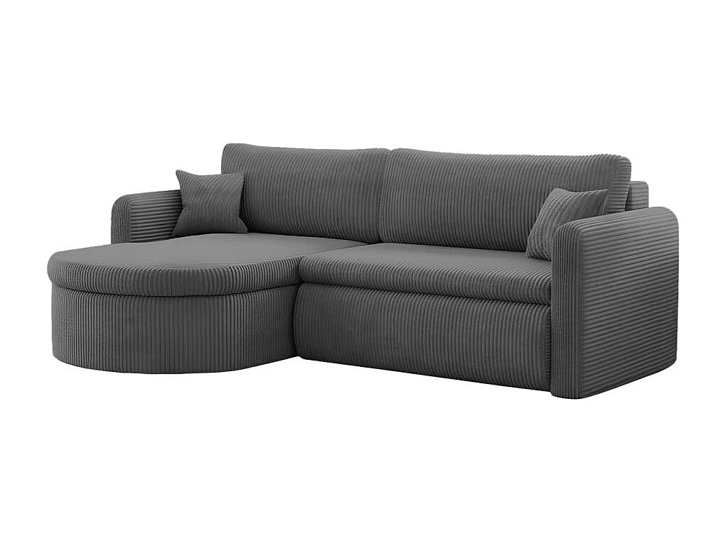 Canapé d'angle reversible convertible 4 places VERA en velours cotelé - Gris