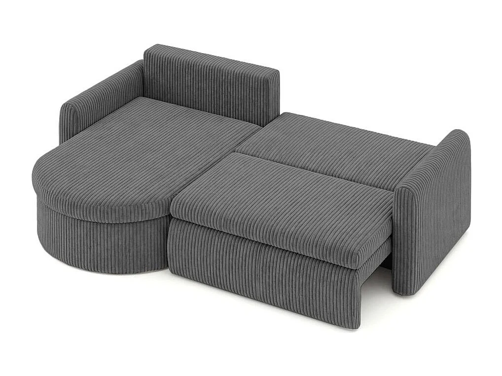 Canapé d'angle reversible convertible 4 places VERA en velours cotelé - Gris