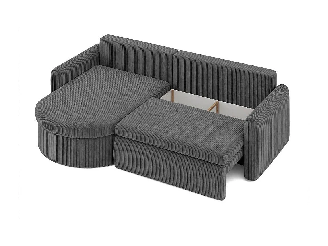 Canapé d'angle reversible convertible 4 places VERA en velours cotelé - Gris
