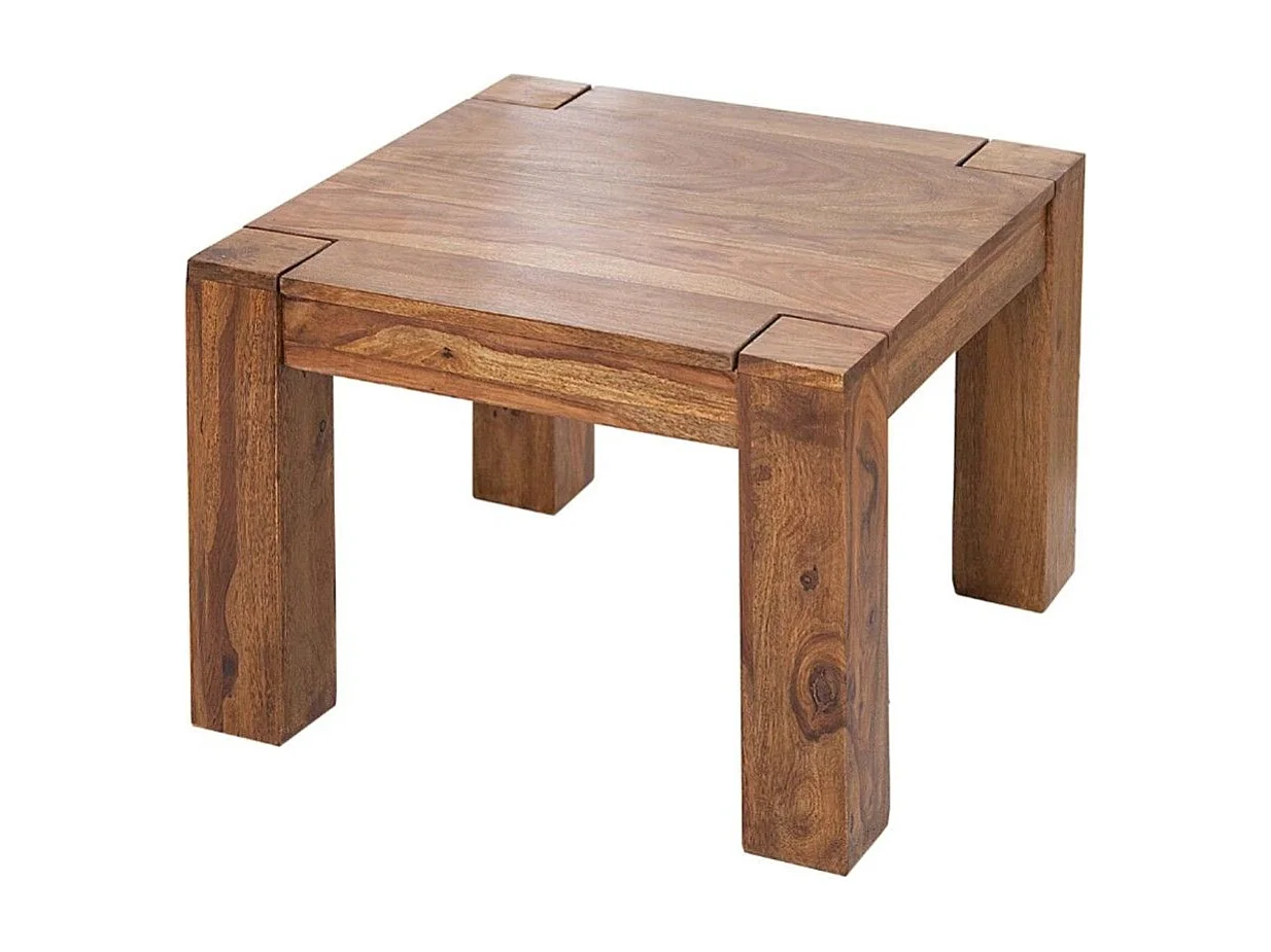 Mesa baja ORBO cuadrada 60 cm en madera de sheesham – Mesa baja rústica en madera maciza