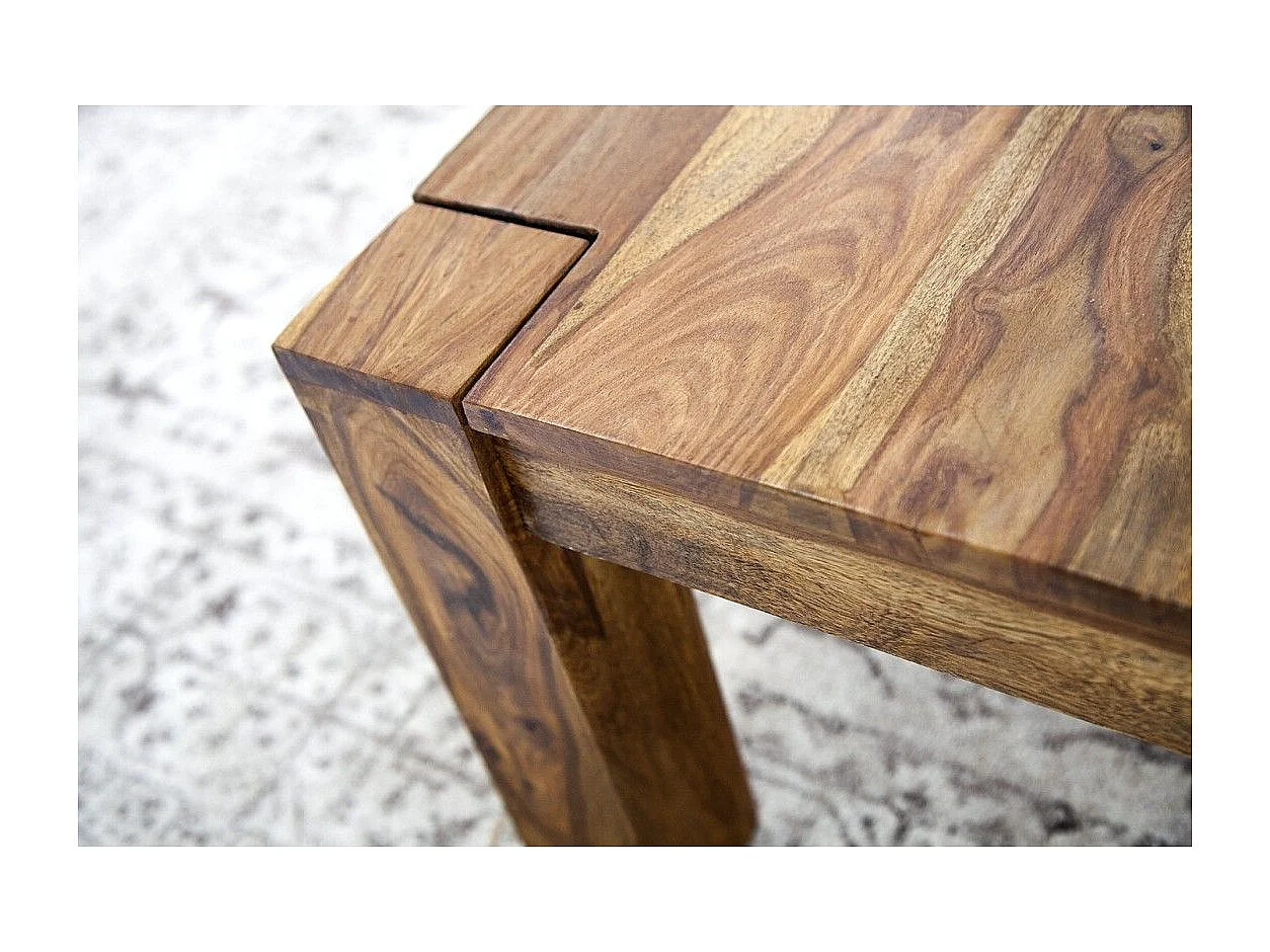 Mesa baja ORBO cuadrada 60 cm en madera de sheesham – Mesa baja rústica en madera maciza