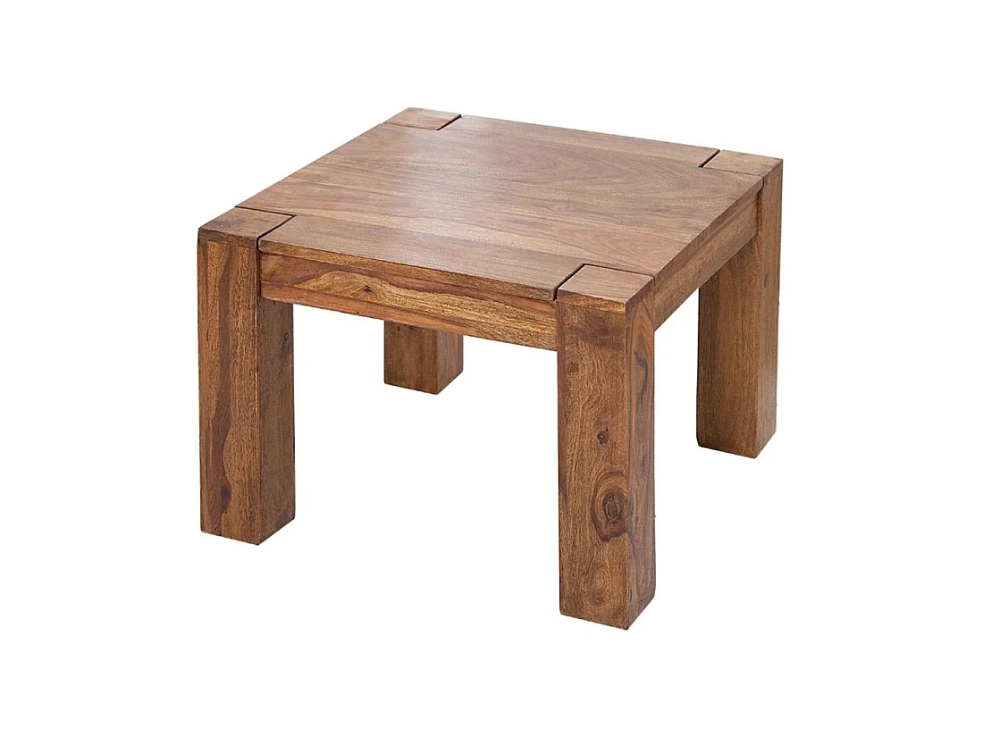 Table baja ORBO cuadrada 60 cm en madera de sheesham – Mesa baja rústica en madera maciza