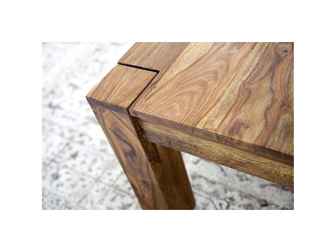 Table baja ORBO cuadrada 60 cm en madera de sheesham – Mesa baja rústica en madera maciza