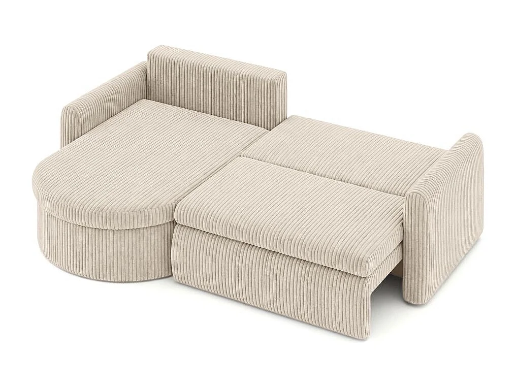 Canapé d'angle reversible convertible 4 places VERA en velours cotelé - Beige