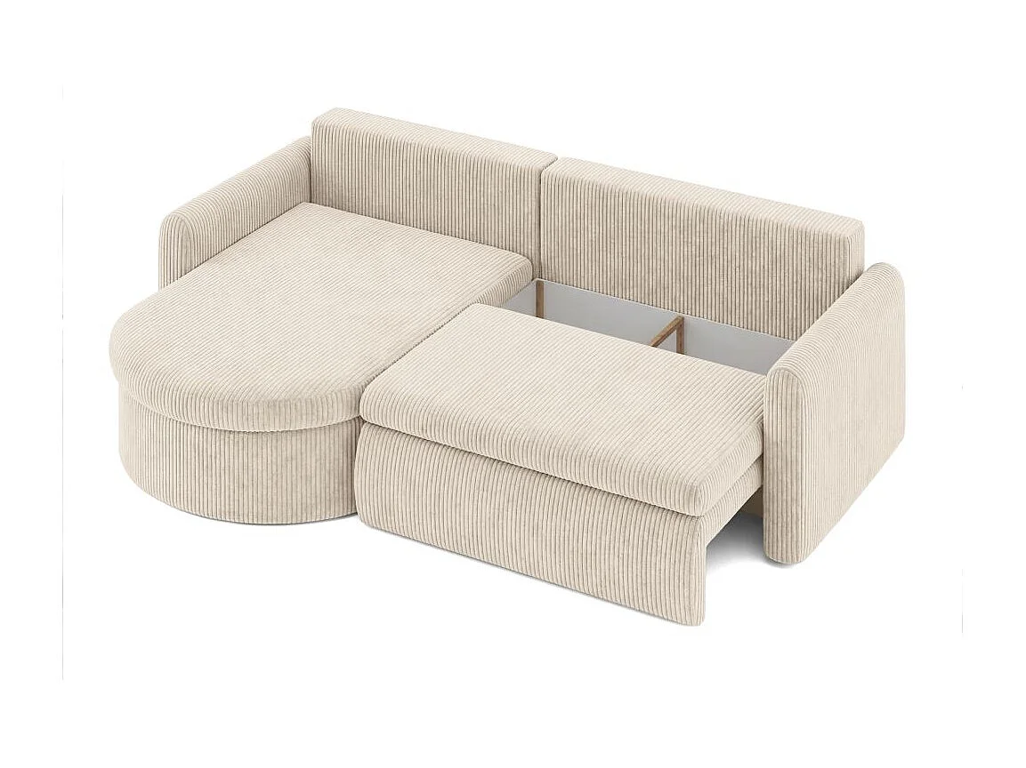 Canapé d'angle reversible convertible 4 places VERA en velours cotelé - Beige