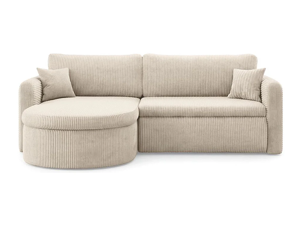 Canapé d'angle reversible convertible 4 places VERA en velours cotelé - Beige