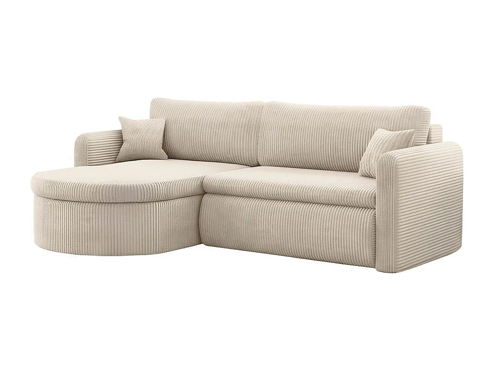 Canapé d'angle reversible convertible 4 places VERA en velours cotelé - Beige