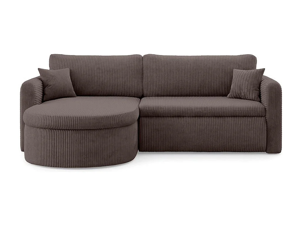 Canapé d'angle reversible convertible 4 places VERA en velours cotelé - Marron glacé