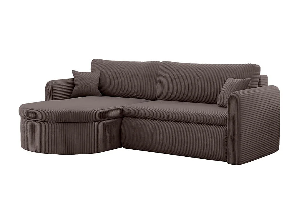 Canapé d'angle reversible convertible 4 places VERA en velours cotelé - Marron glacé