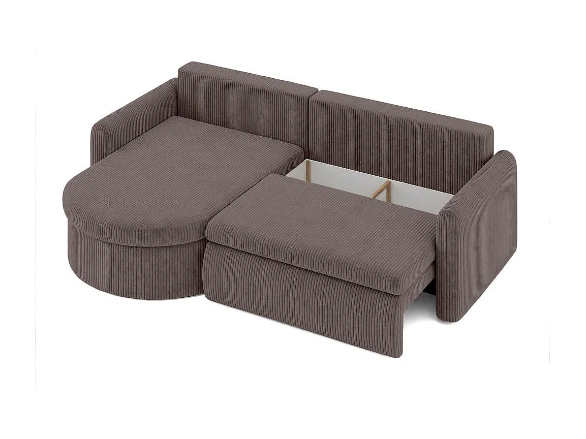 Canapé d'angle reversible convertible 4 places VERA en velours cotelé - Marron glacé