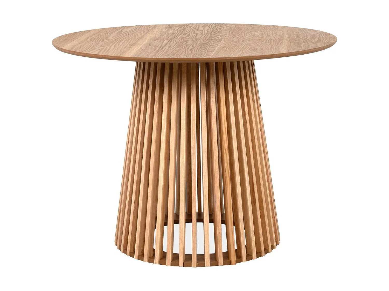 Table à manger ronde, piètement central conique effet bois 4 pers. Ø100 cm - Roman