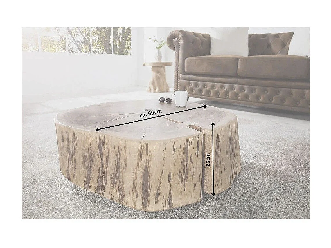 Table basse NOMA ronde 60 cm en bois massif d'acacia – Table basse design avec pied métal discret