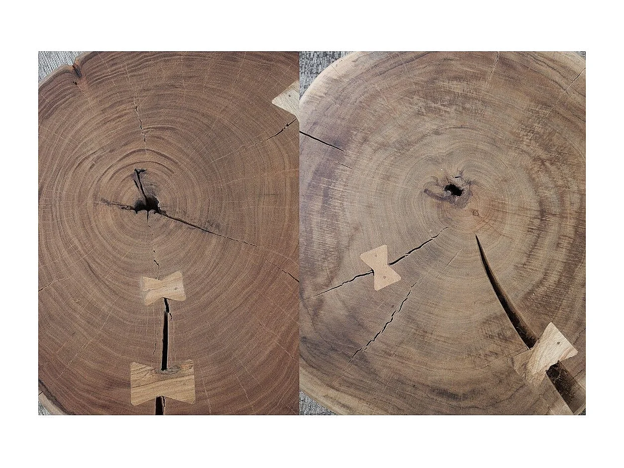 Table basse NOMA ronde 60 cm en bois massif d'acacia – Table basse design avec pied métal discret