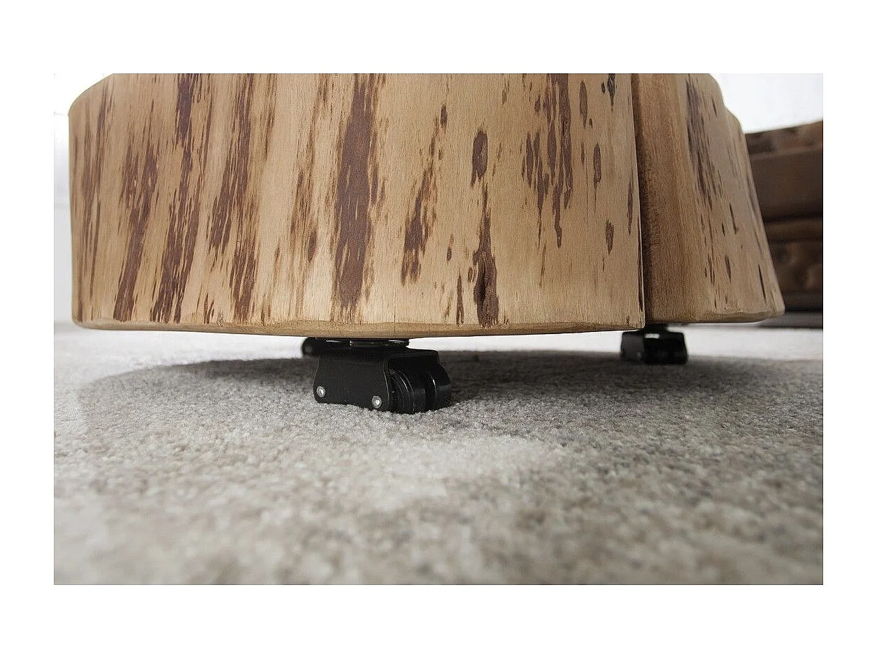 Table basse NOMA ronde 60 cm en bois massif d'acacia – Table basse design avec pied métal discret