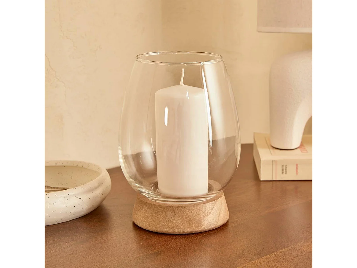 Photophore Déco en Verre "Wonj" 18cm Transparent