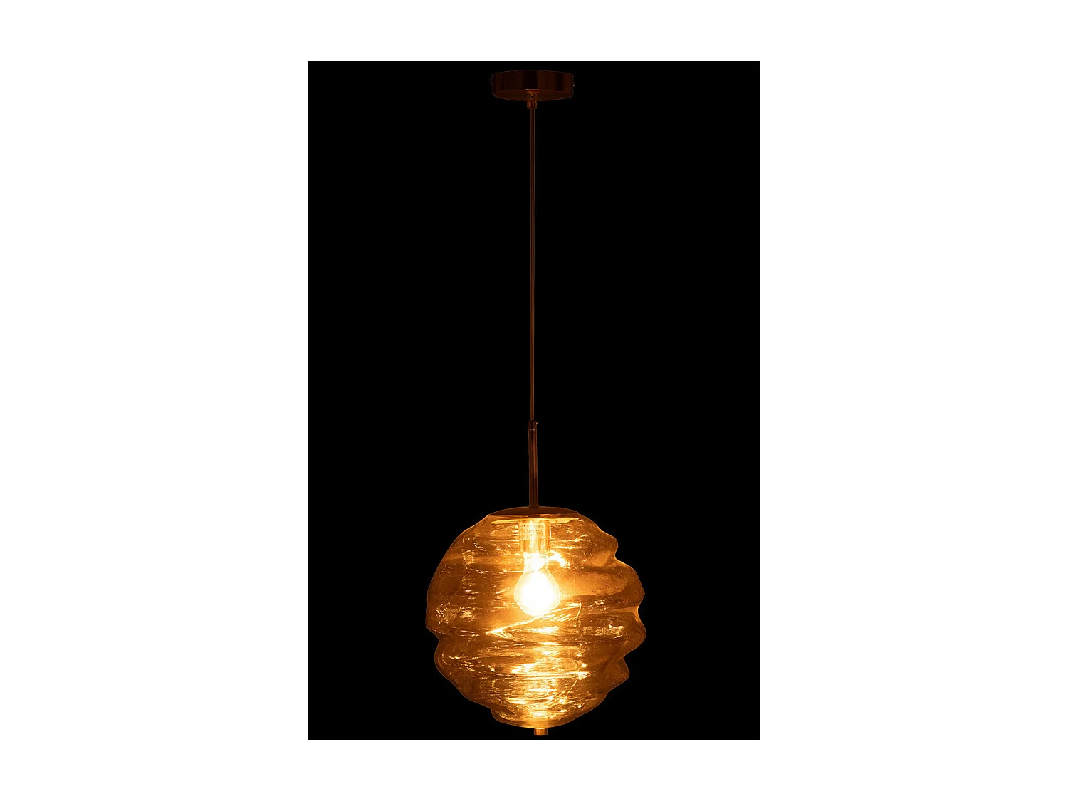 Lampe Suspension en Verre "Ruche" 34cm Cognac Clair