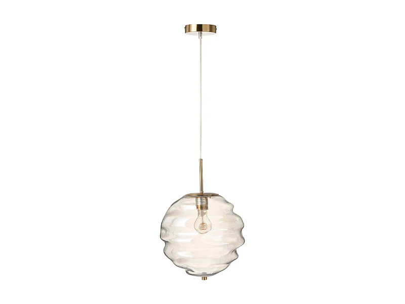 Lampe Suspension en Verre "Ruche" 34cm Cognac Clair