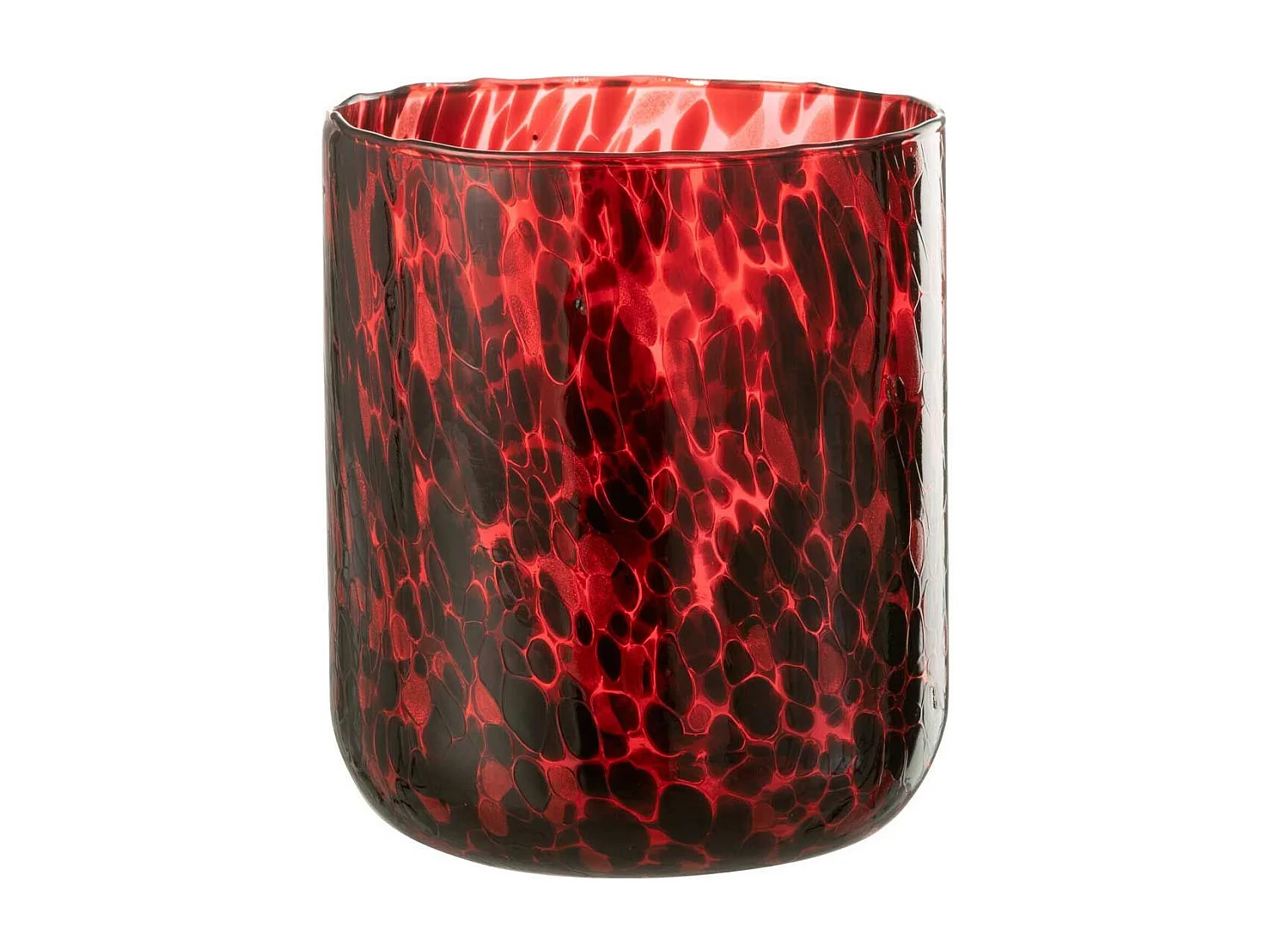 Photophore en Verre Tacheté "Preston" 20cm Rouge