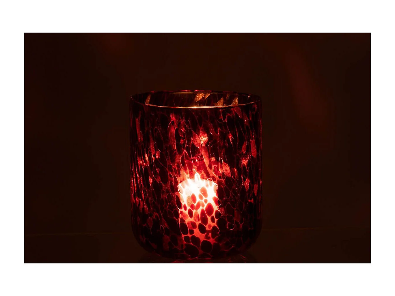 Photophore en Verre Tacheté "Preston" 20cm Rouge