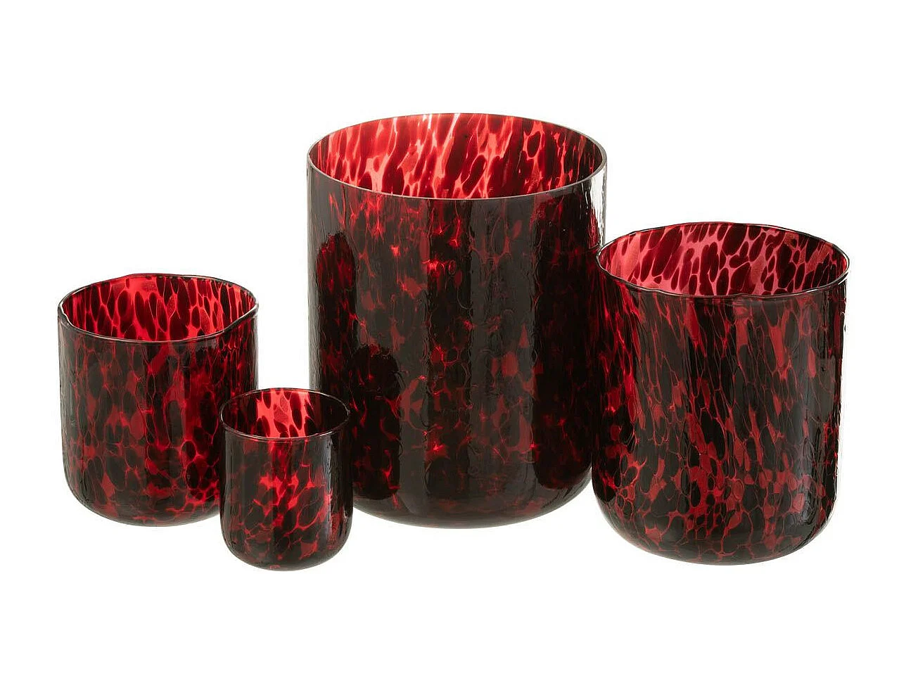 Photophore en Verre Tacheté "Preston" 20cm Rouge