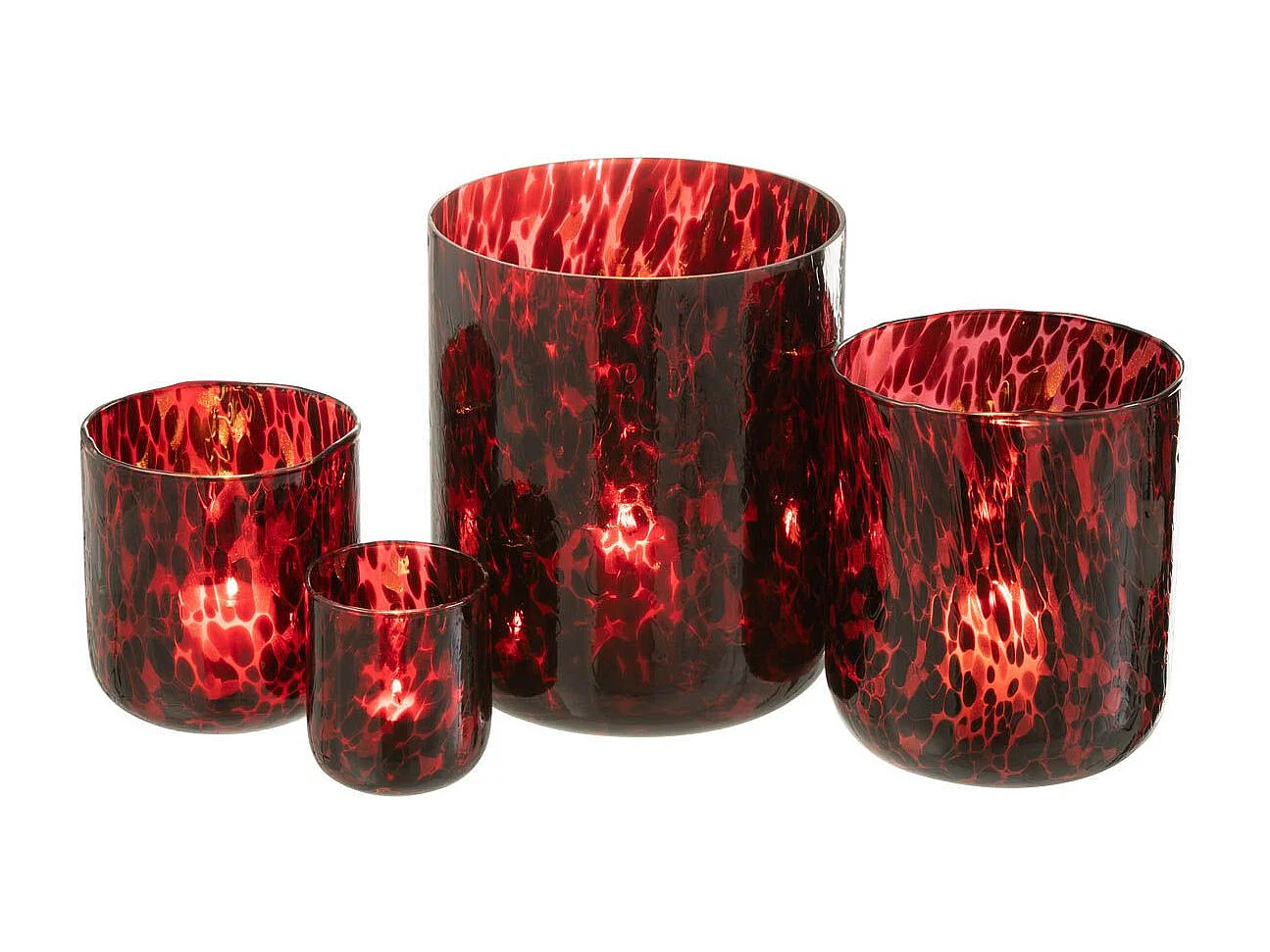 Photophore en Verre Tacheté "Preston" 20cm Rouge