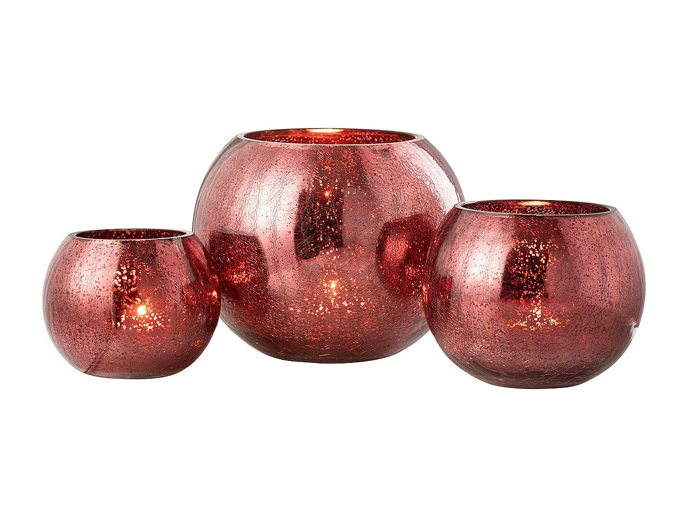 Photophore Boule en Verre "Craquelée" 20cm Rose