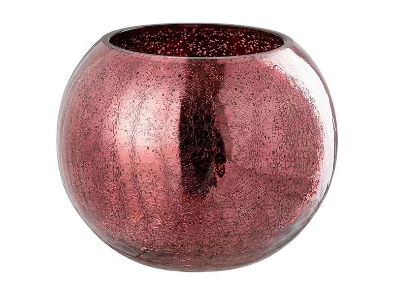 Photophore Boule en Verre "Craquelée" 20cm Rose