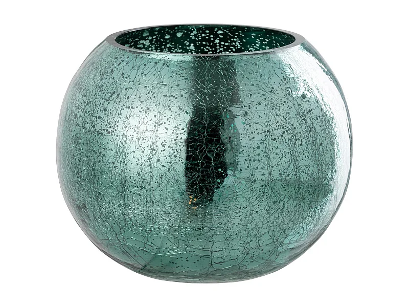 Photophore Boule en Verre "Craquelée" 20cm Vert d'Eau