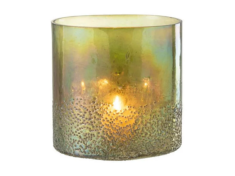 Photophore Déco en Verre "Ronny" 27cm Vert