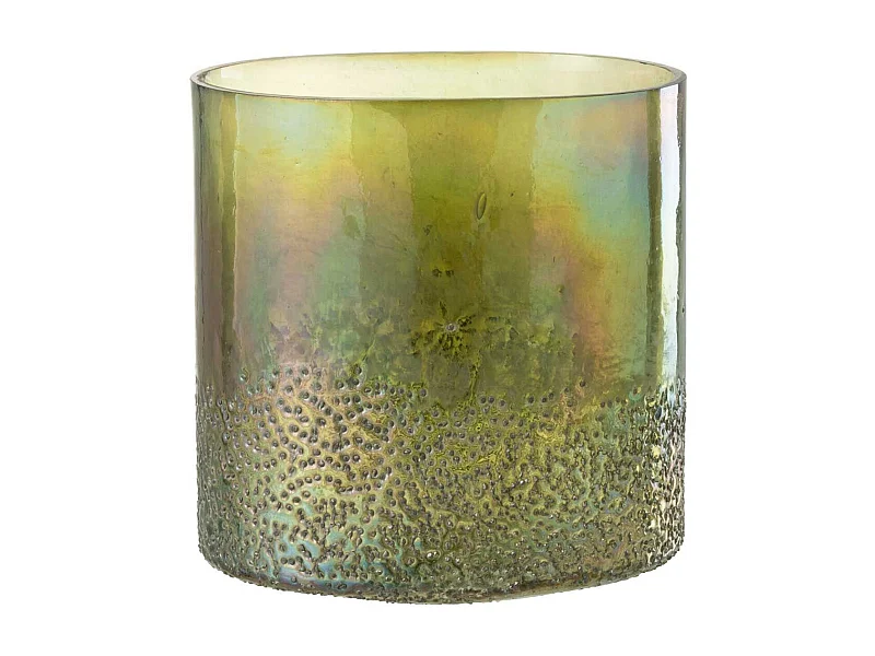 Photophore Déco en Verre "Ronny" 27cm Vert