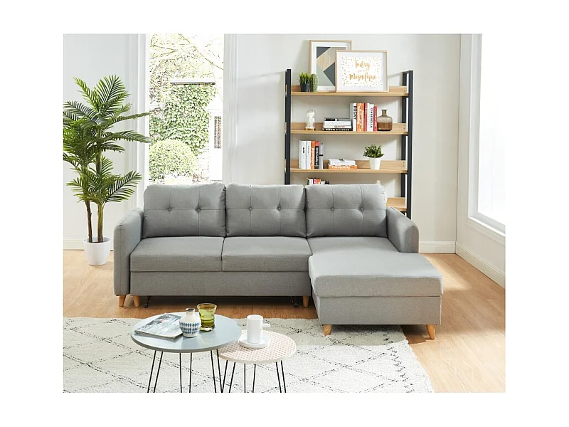 ELIS canapé effet lin gris cl gris clair gris clair