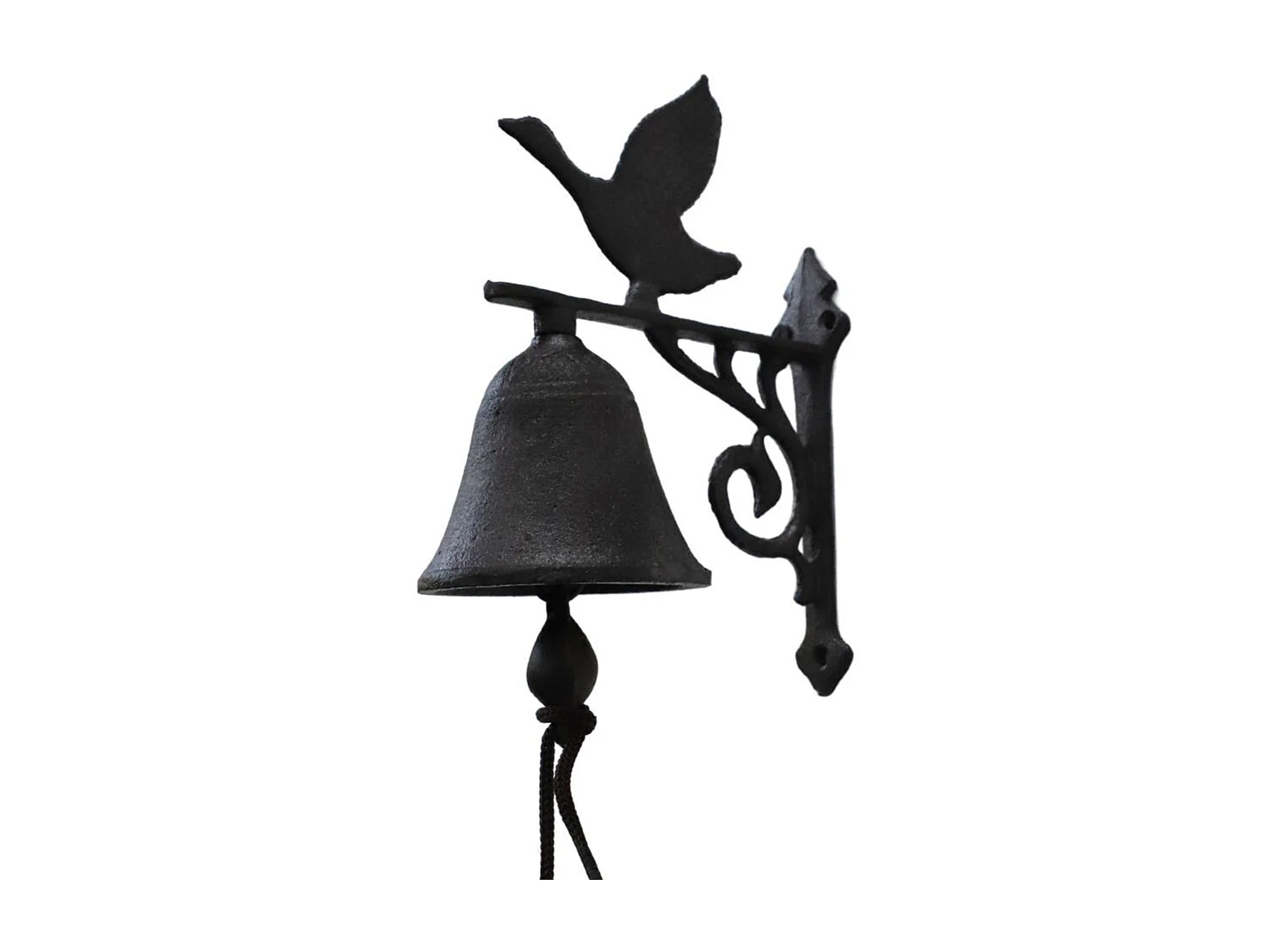 Cloche de jardin de porte ancienne oiseau fonte marron 13x11cm