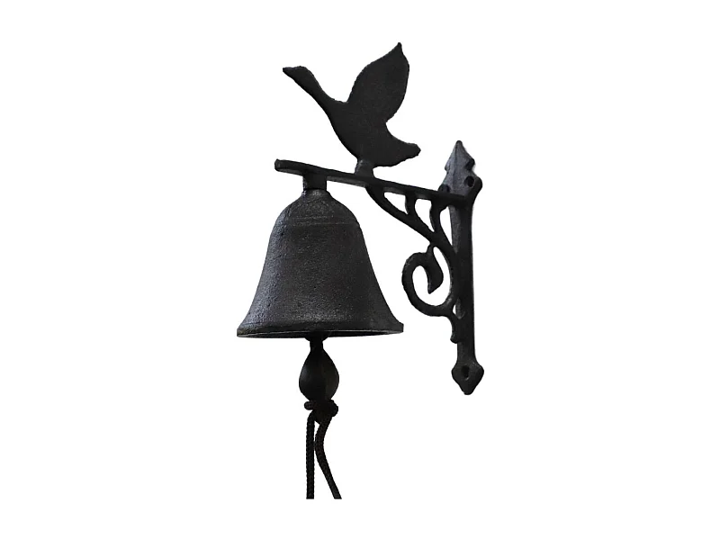 Cloche de jardin de porte ancienne oiseau fonte marron 13x11cm