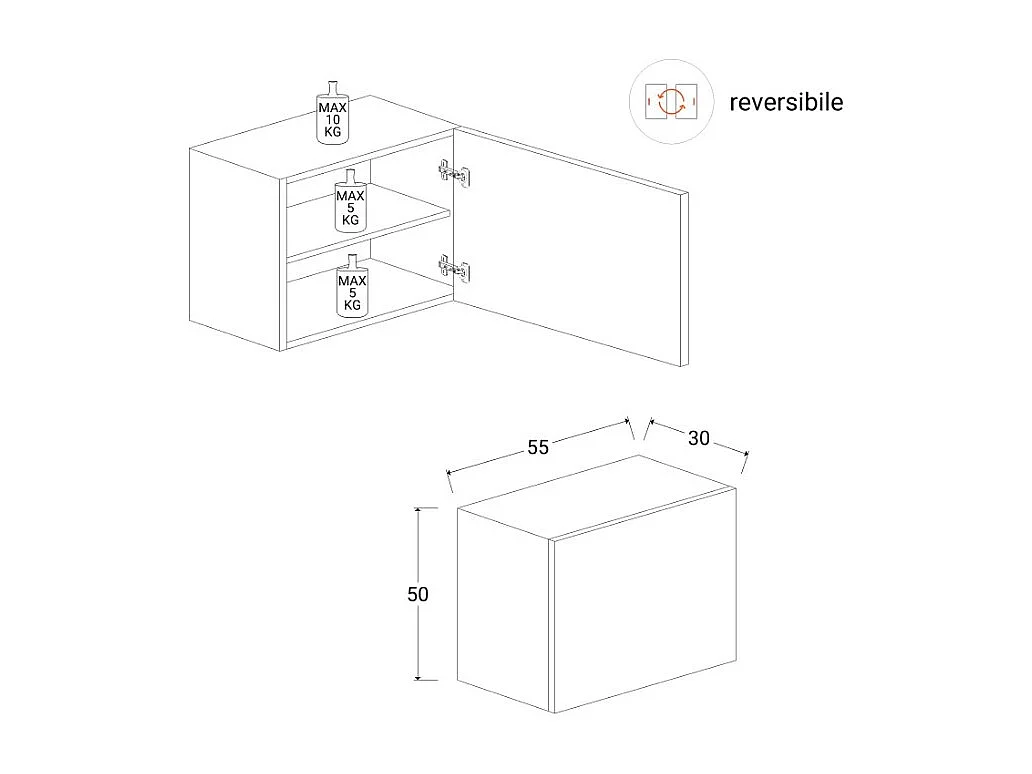 Rangement mural MARINA effet argile L55 x P30 x H50