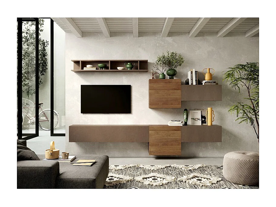 Rangement mural MARINA effet bois foncé L55 x P30 x H50