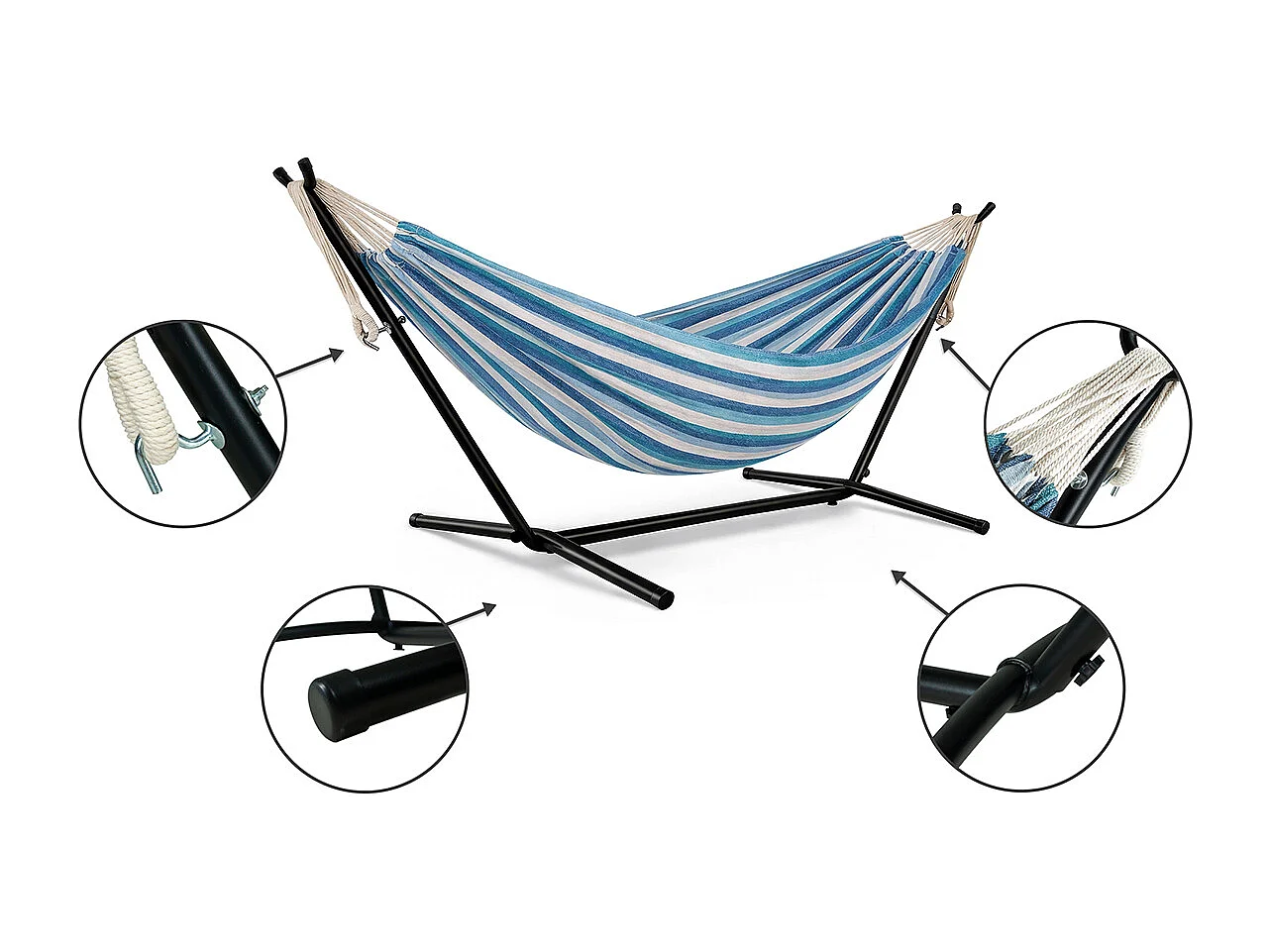 Amaca con supporto da giardino – Panama blu mix