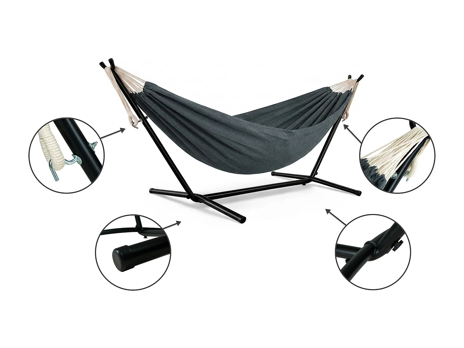 Amaca con supporto da giardino – Panama grigio scuro