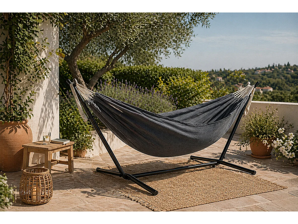 Amaca con supporto da giardino – Panama grigio scuro