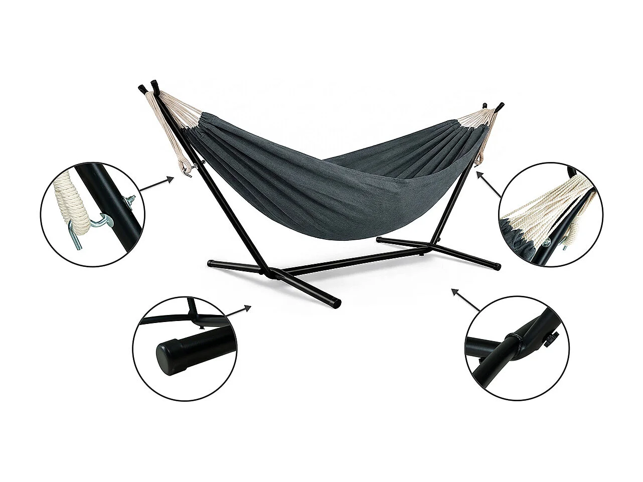 Amaca con supporto da giardino – Panama grigio scuro