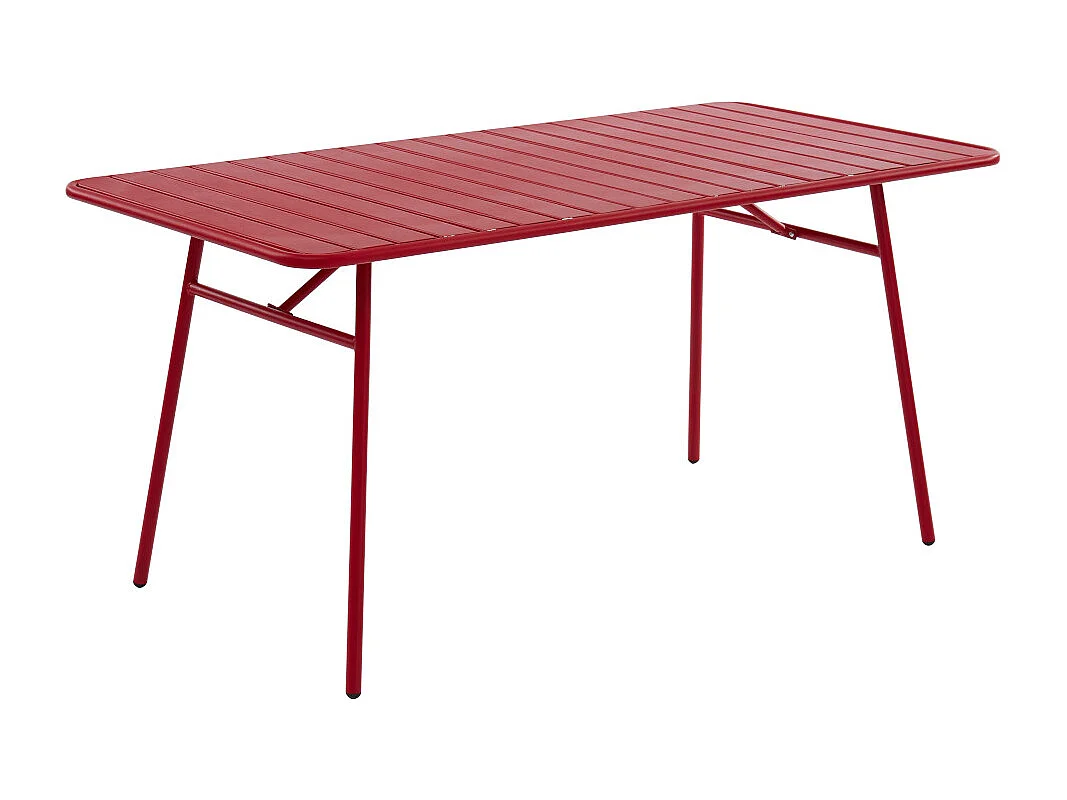 Salle à manger de jardin en métal - une table L.160 cm et 4 fauteuils empilables - Rouge - MIRMANDE de MYLIA
