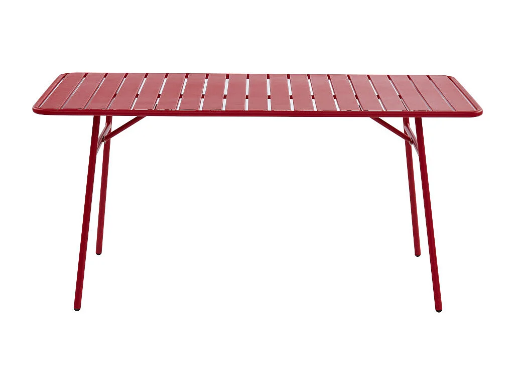 Salle à manger de jardin en métal - une table L.160 cm et 6 fauteuils empilables - Rouge - MIRMANDE de MYLIA