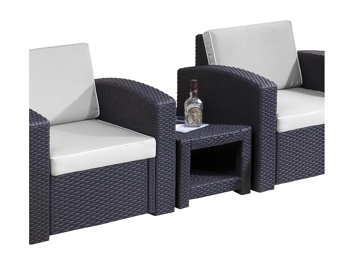 Le Stelle Set Salotto da Giardino in Polyrattan da 3 Pezzi, 2 Poltrone da Esterno, Tavolino e Cuscini