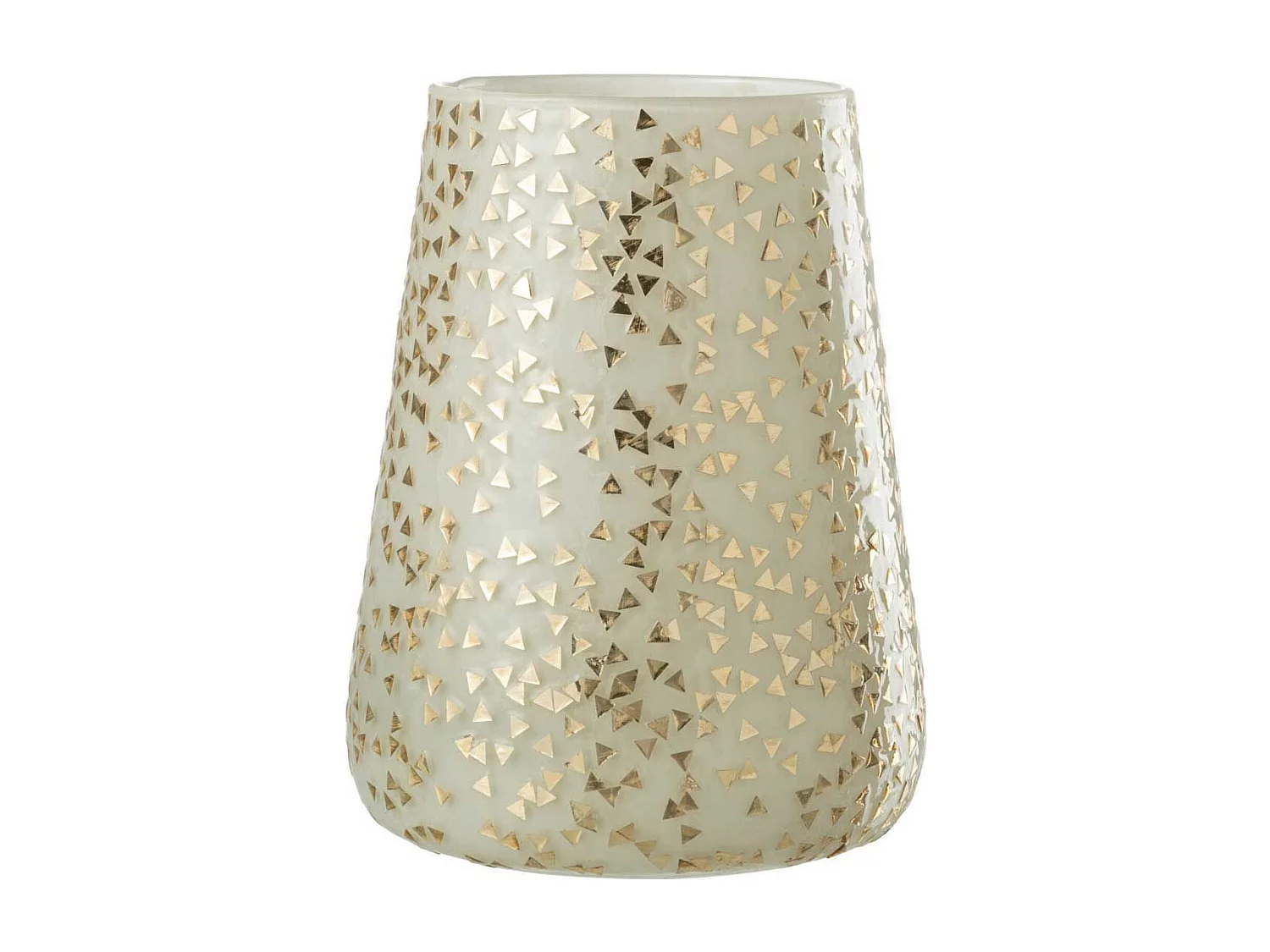 Photophore en Verre "Triangle" 23cm Blanc & Or