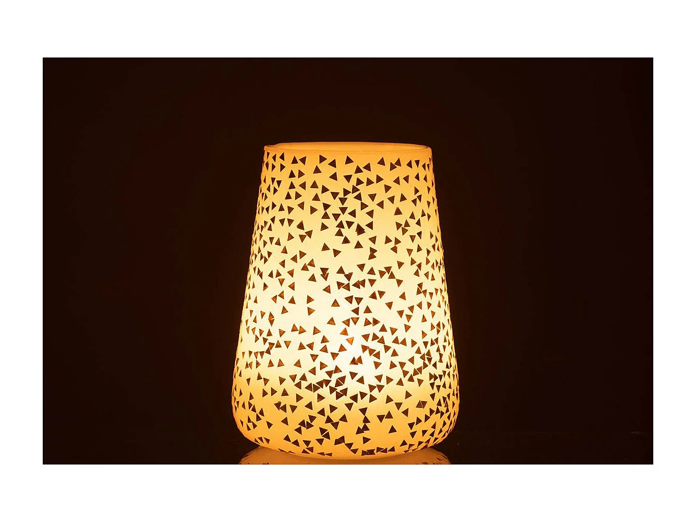 Photophore en Verre "Triangle" 23cm Blanc & Or