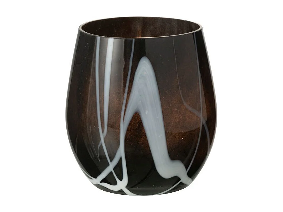 Photophore en Verre "Effet Fumé" 14cm Noir