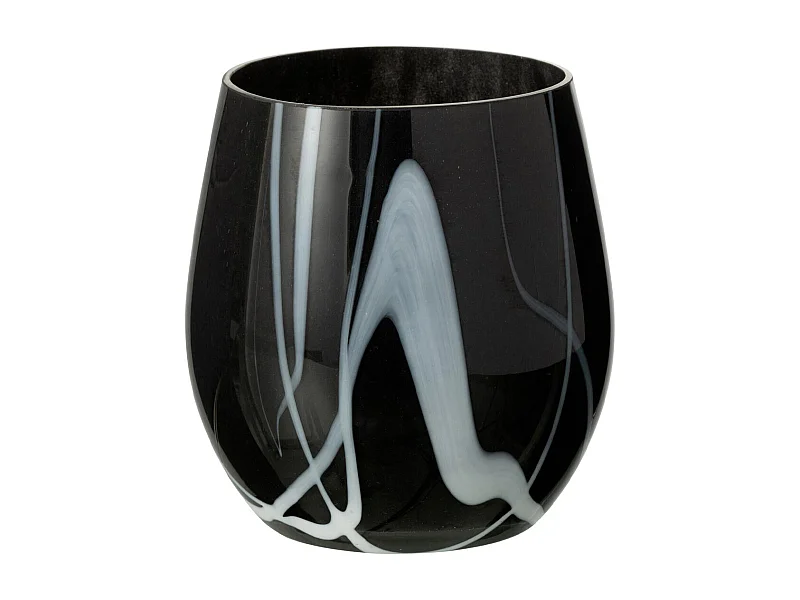 Photophore en Verre "Effet Fumé" 14cm Noir