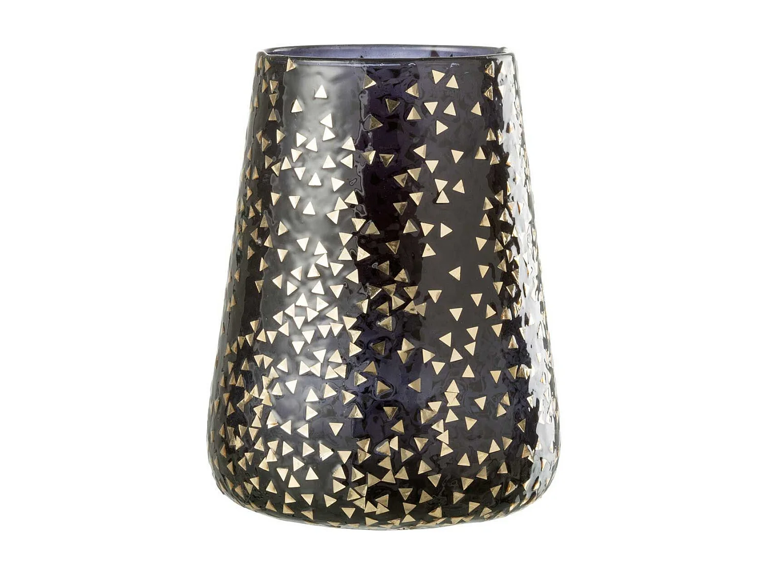 Photophore en Verre "Triangle" 23cm Noir & Or