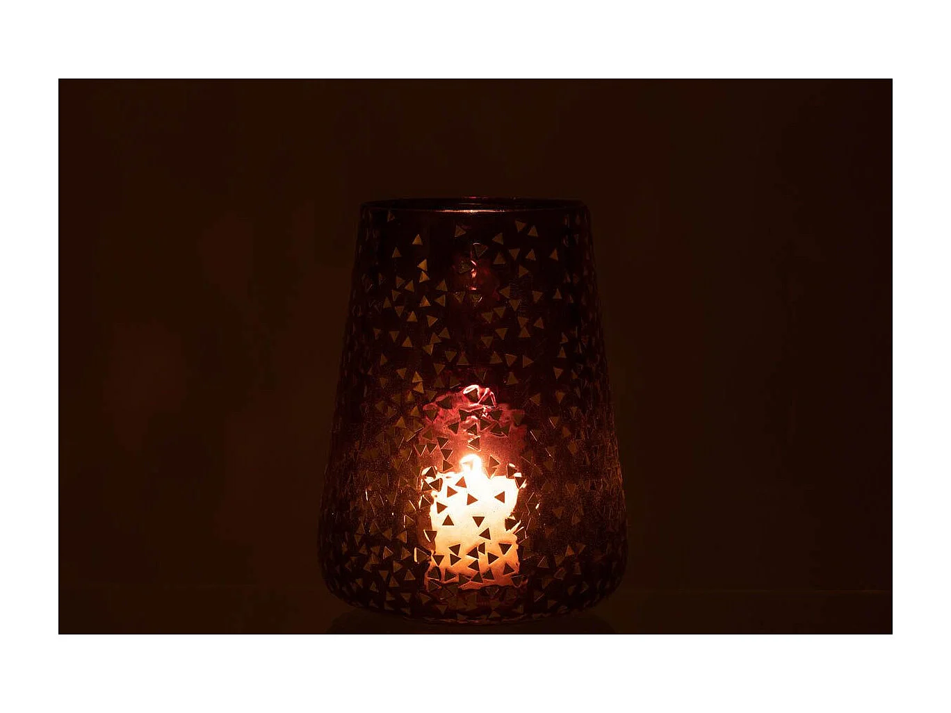 Photophore en Verre "Triangle" 23cm Noir & Or